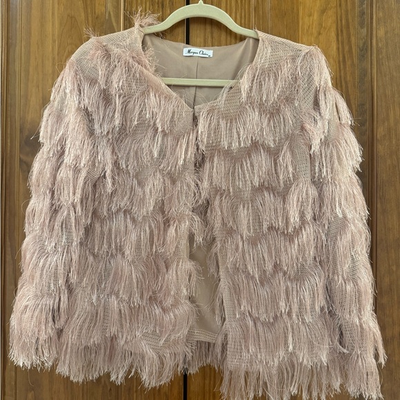 Morgan Claire Sweaters - Chic Fringe Cardigan - Champagne Color